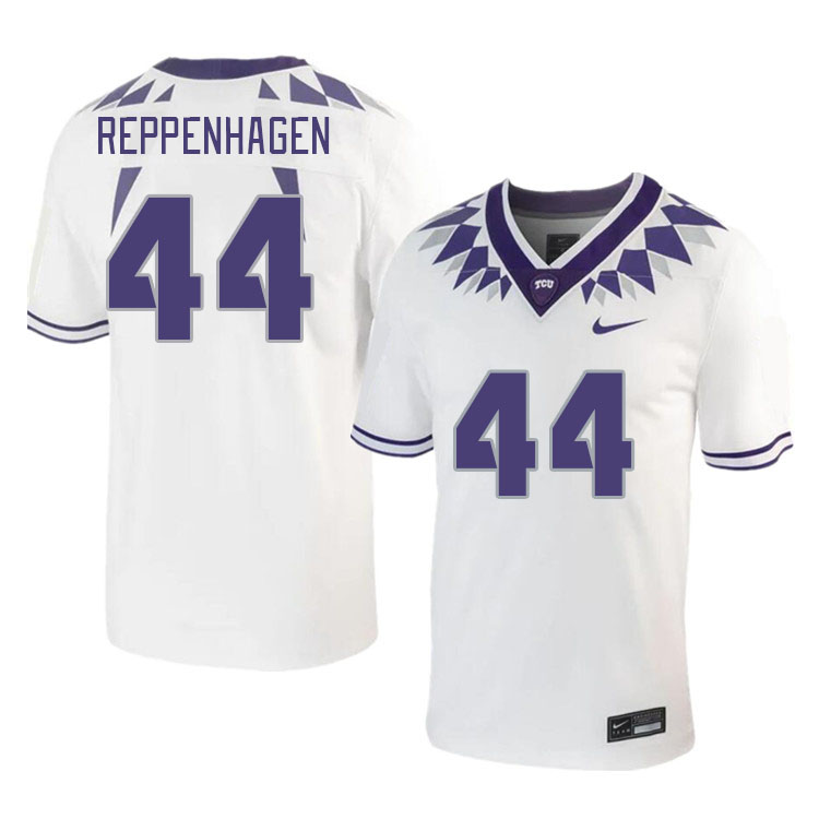 Men #44 Ben Reppenhagen TCU Horned Frogs 2023 College Footbal Jerseys Stitched-White - Click Image to Close